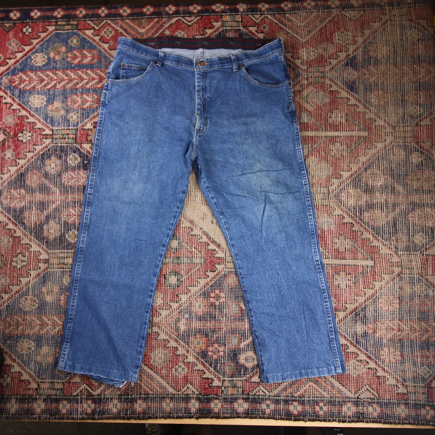 Wrangler W40 L26 Straight Leg Relaxed Fit Blue Denim Jeans
