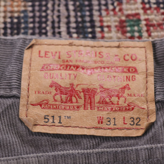 Levi's 511 W32 L30 Slim Fit Grey Corduroy Trousers