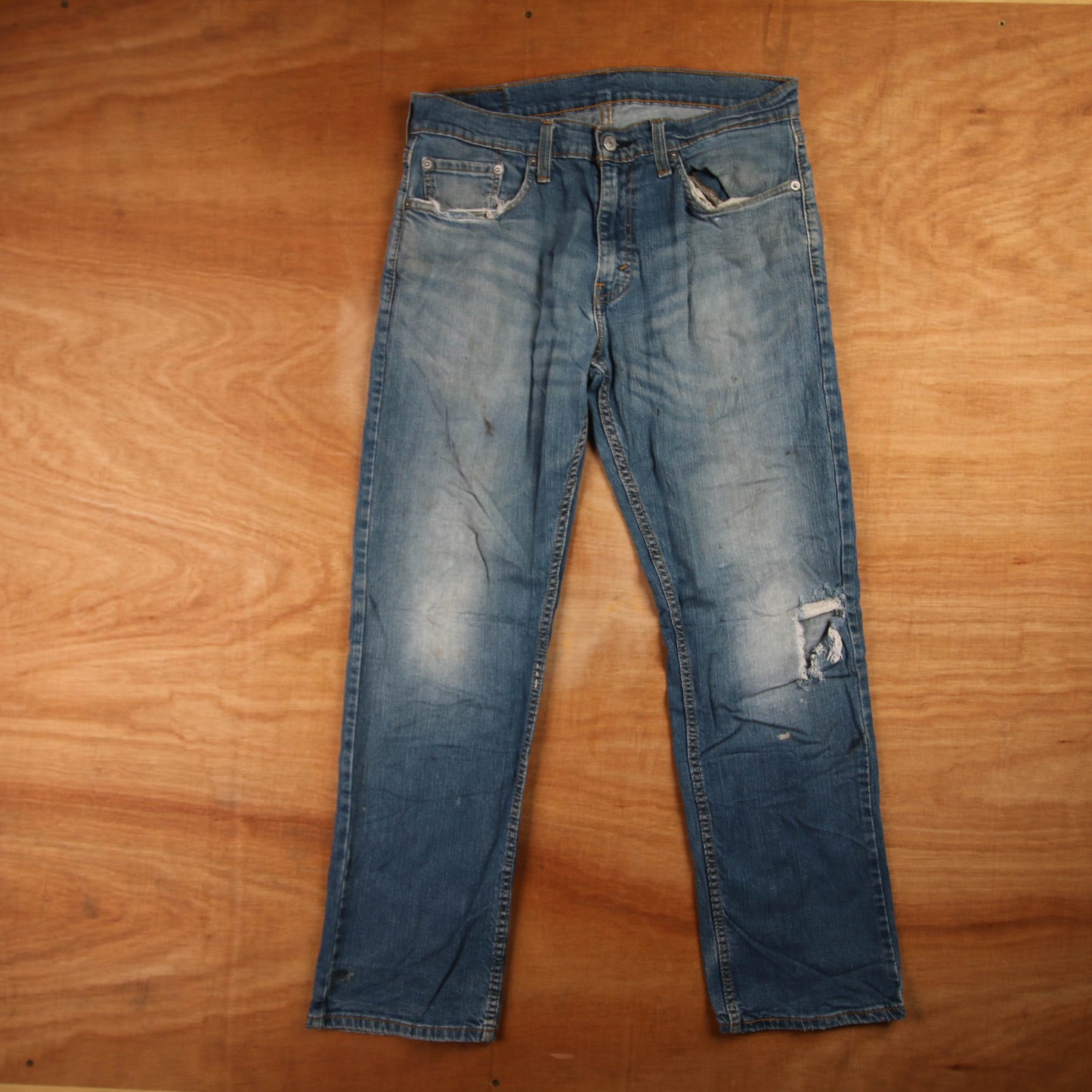 Levi's 559 Red Tab W32 L28 Straight Leg Relaxed Fit Classic Ripped Style Blue De
