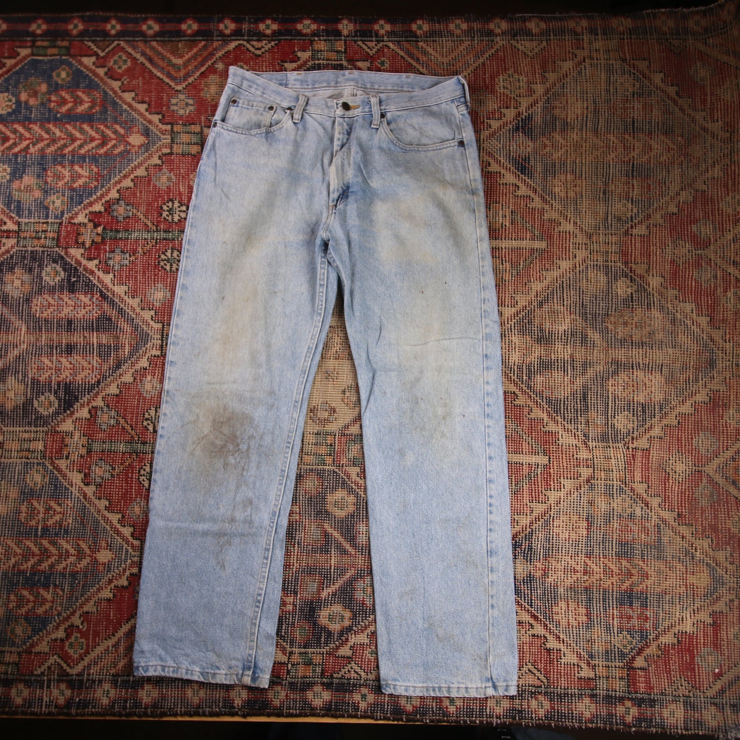 Wrangler W33 L29 Straight Leg Relaxed Fit Blue Denim Jeans