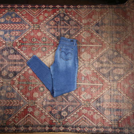 Levi's W26 L28 Skinny Classic Ripped Style Blue Denim Jeans