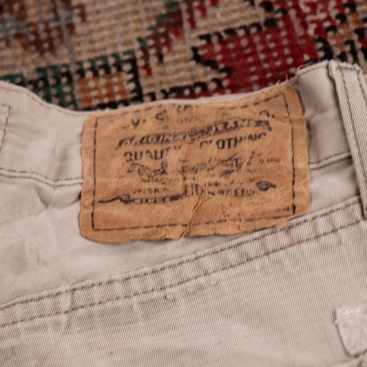 Levi's Black Tab W28 L30 Straight Leg Classic Ripped Style Beige Denim Jeans