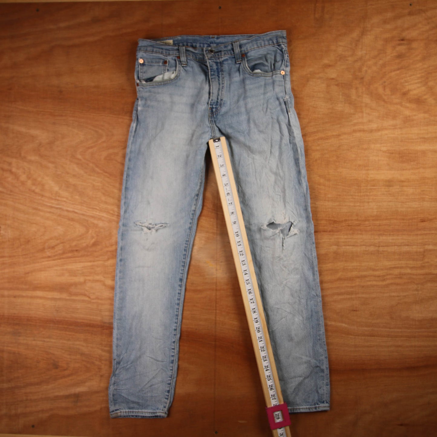 Levi's 501 Red Tab W32 L29 Original Fit Classic Ripped Style Blue Denim Jeans
