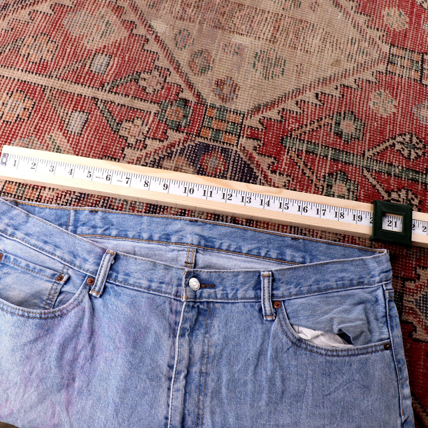 Levi's 505 Orange Tab W42 L28 Straight Leg Regular Fit Blue Denim Jeans