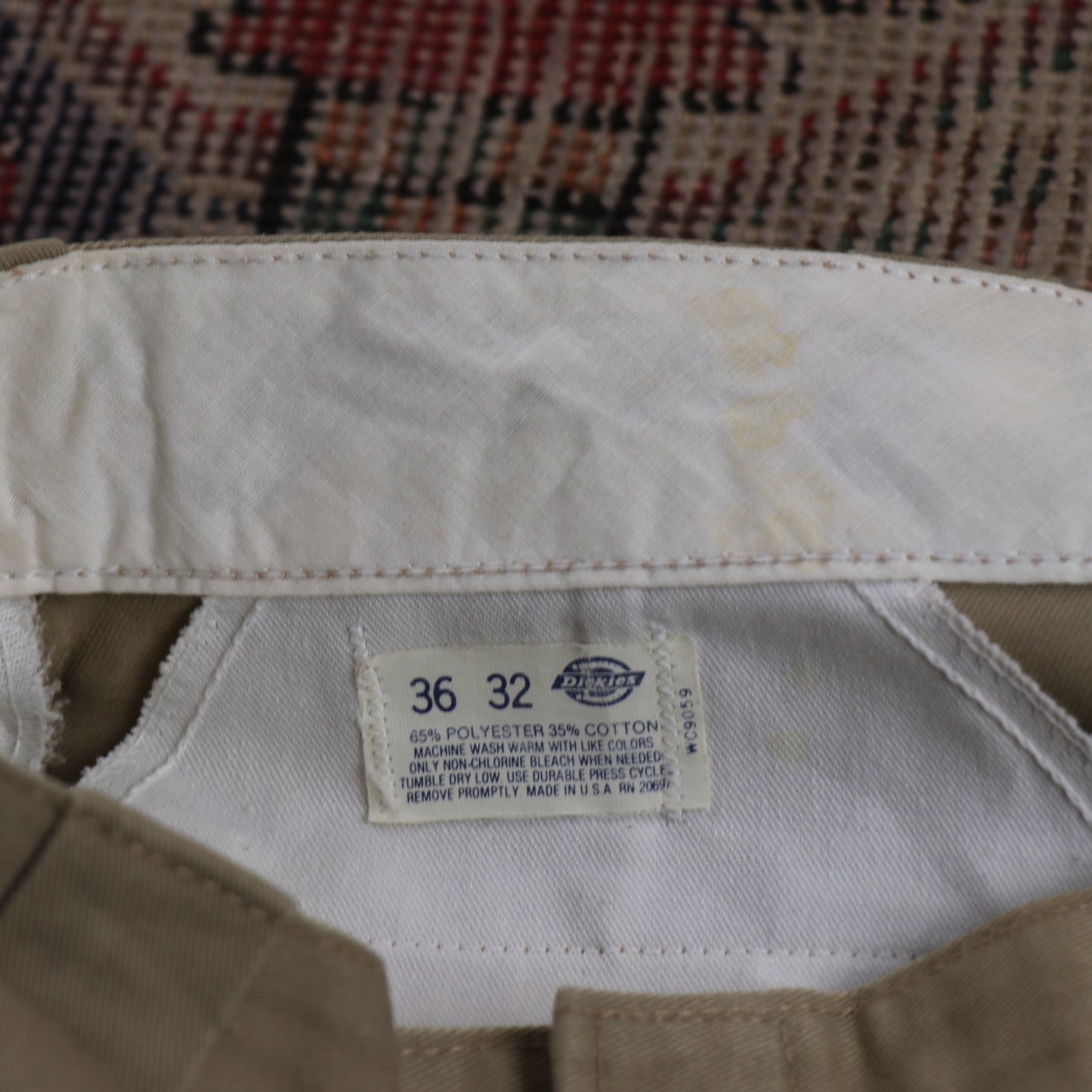 Dickies W34 L30 Straight Leg Beige Cotton Blend Trousers