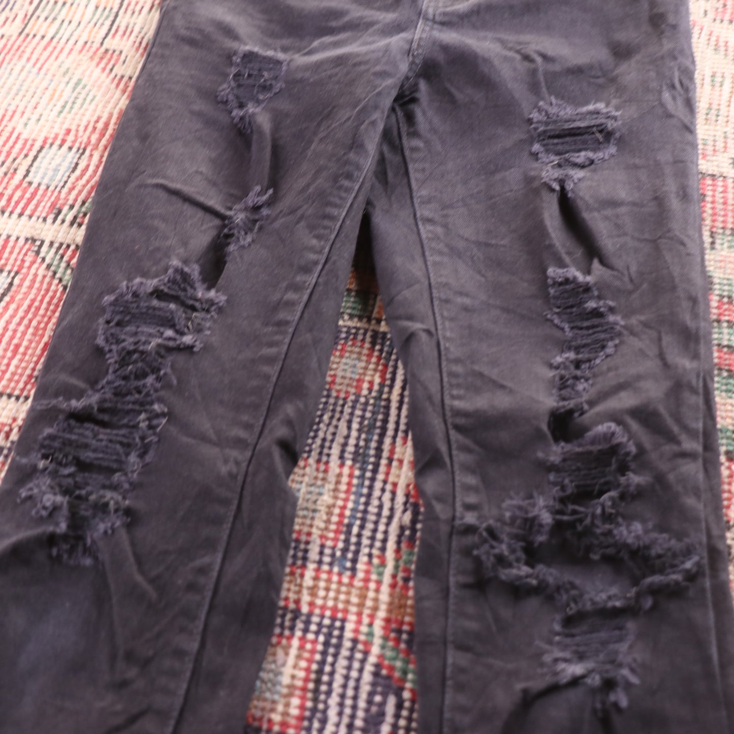 Levi's 306 Black Tab W24 L29 Super Skinny Classic Ripped Style Black Denim Jeans