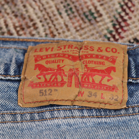 Levi's 512 W34 L30 Tapered Leg Slim Fit Blue Denim Jeans