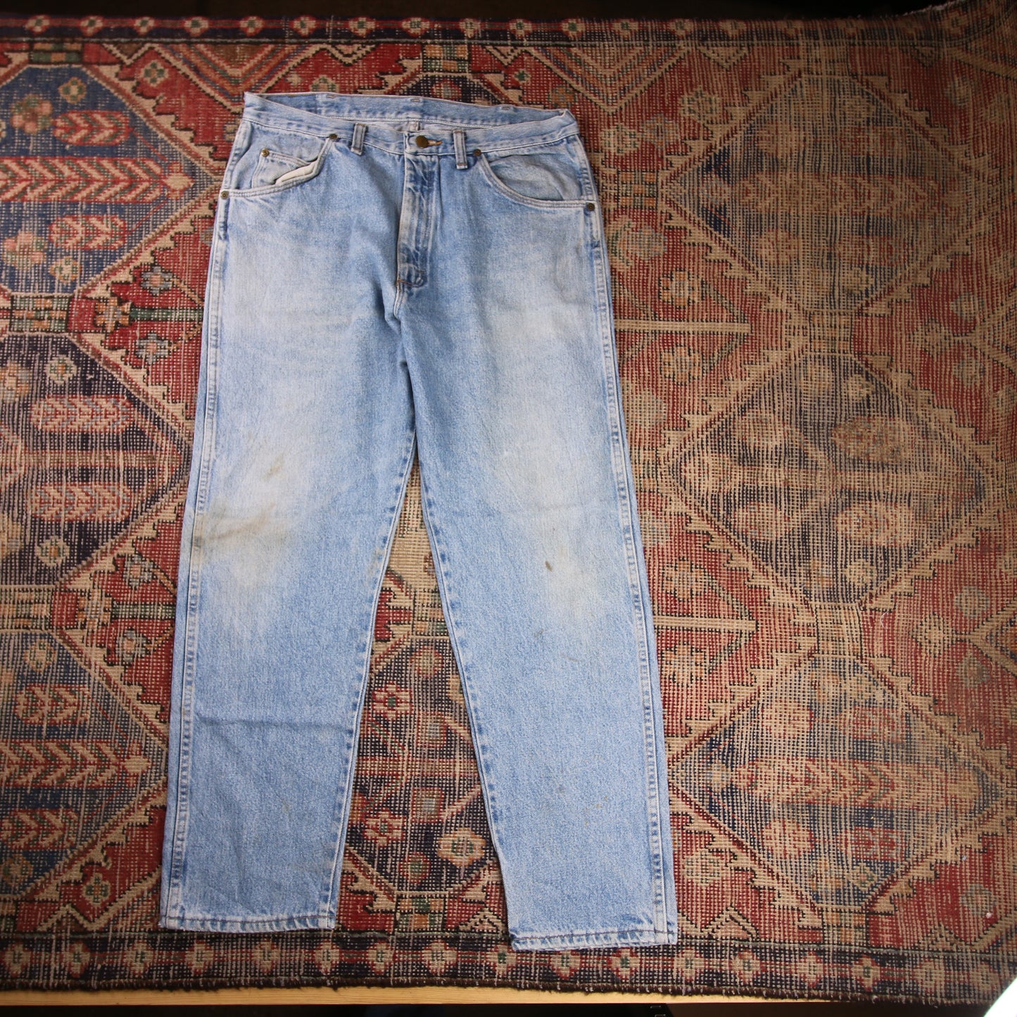Wrangler W34 L28 Straight Leg Relaxed Fit Blue Denim Jeans