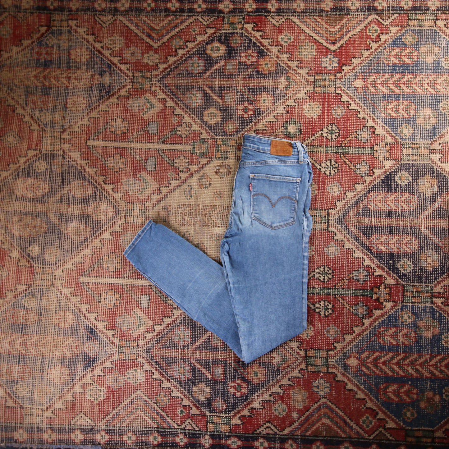 Levi's 721 Red Tab W26 L30 Skinny Classic Ripped Style Blue Denim Jeans