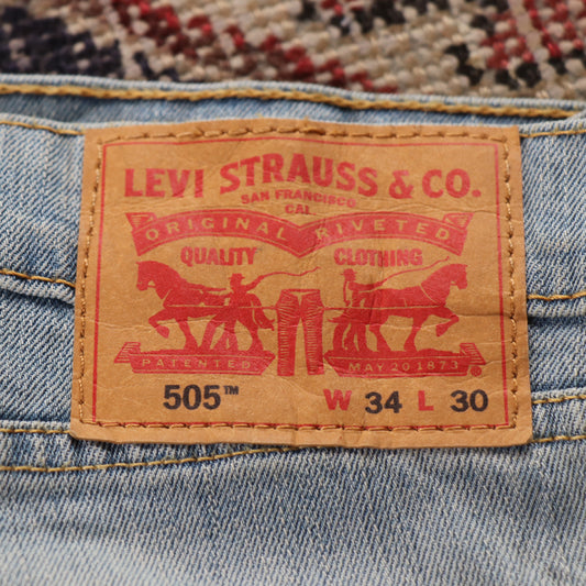 Levi's 505 W34 L30 Straight Leg Regular Fit Blue Denim Jeans