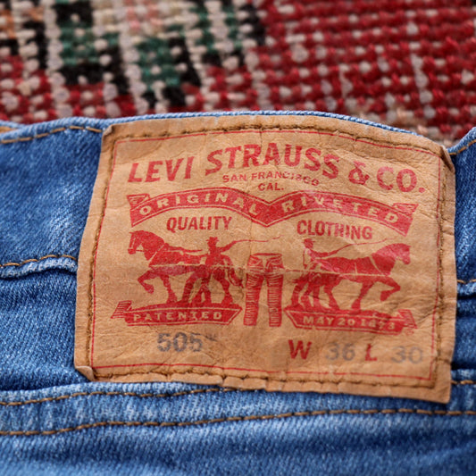 Levi's 505 Red Tab W36 L24 Straight Leg Regular Fit Blue Denim Jeans