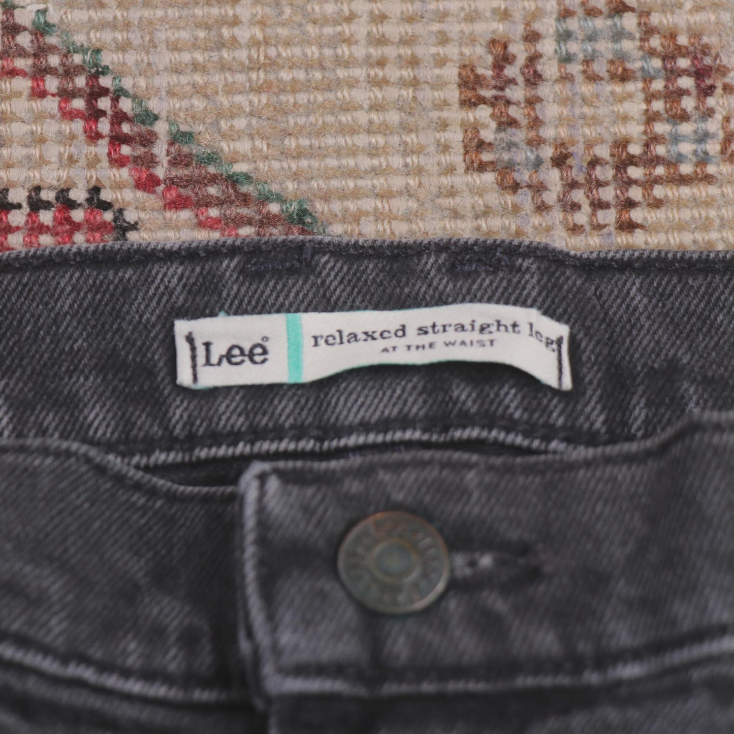 Lee W32 L28 Straight Leg Relaxed Fit Black Denim Jeans