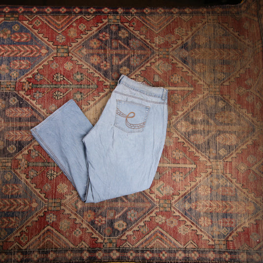 Lee W38 L28 Flared Blue Denim Jeans