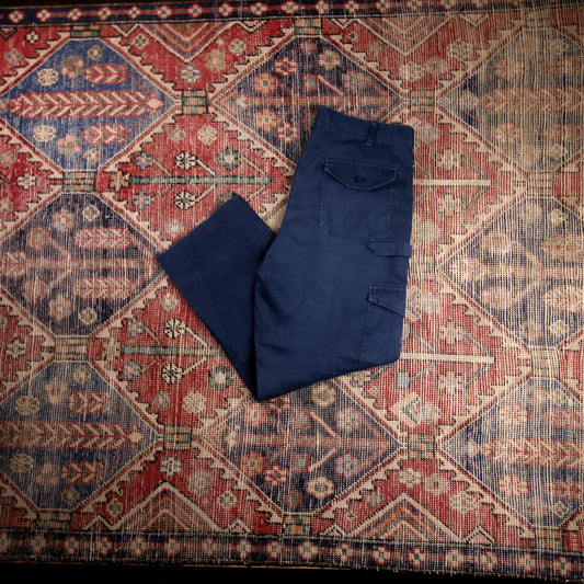 Dickies Double Knee W34 L26 Cargos Blue Cotton Blend Trousers