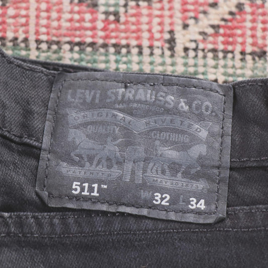 Levi's 511 Red Tab W28 L33 Slim Fit Black Denim Jeans