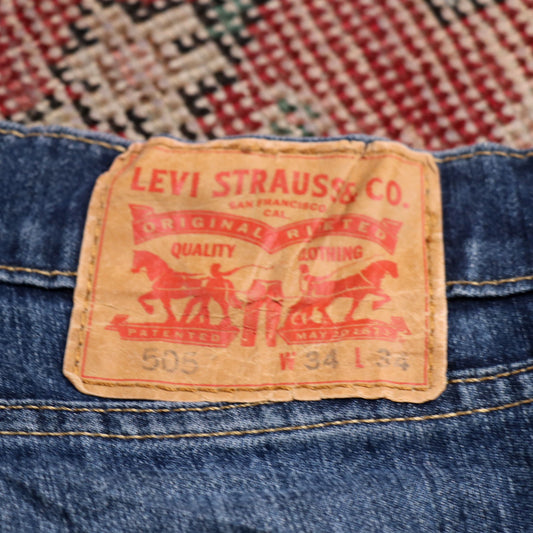 Levi's 505 W36 L33 Straight Leg Regular Fit Blue Denim Jeans