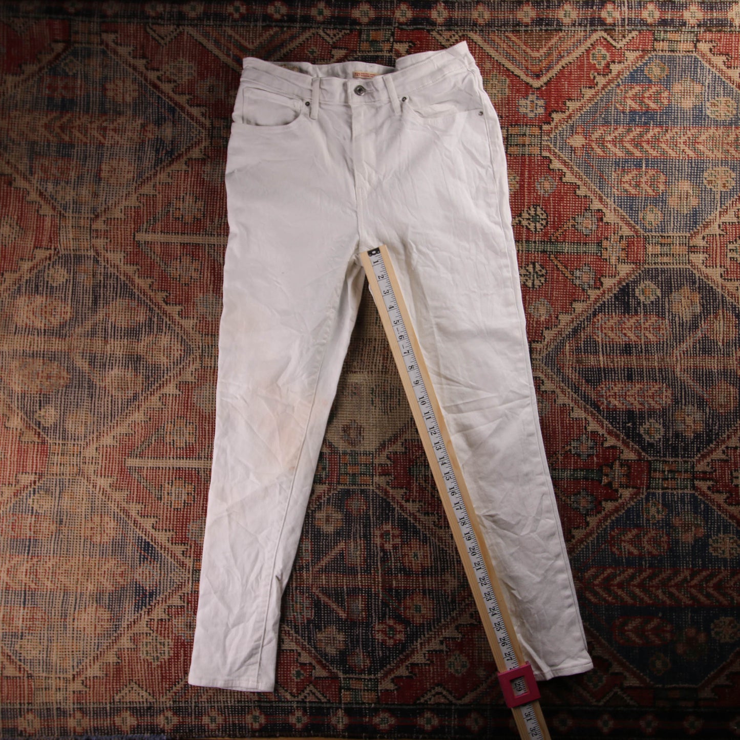 Levi's 721 Red Tab W42 L29 Skinny White Denim Jeans