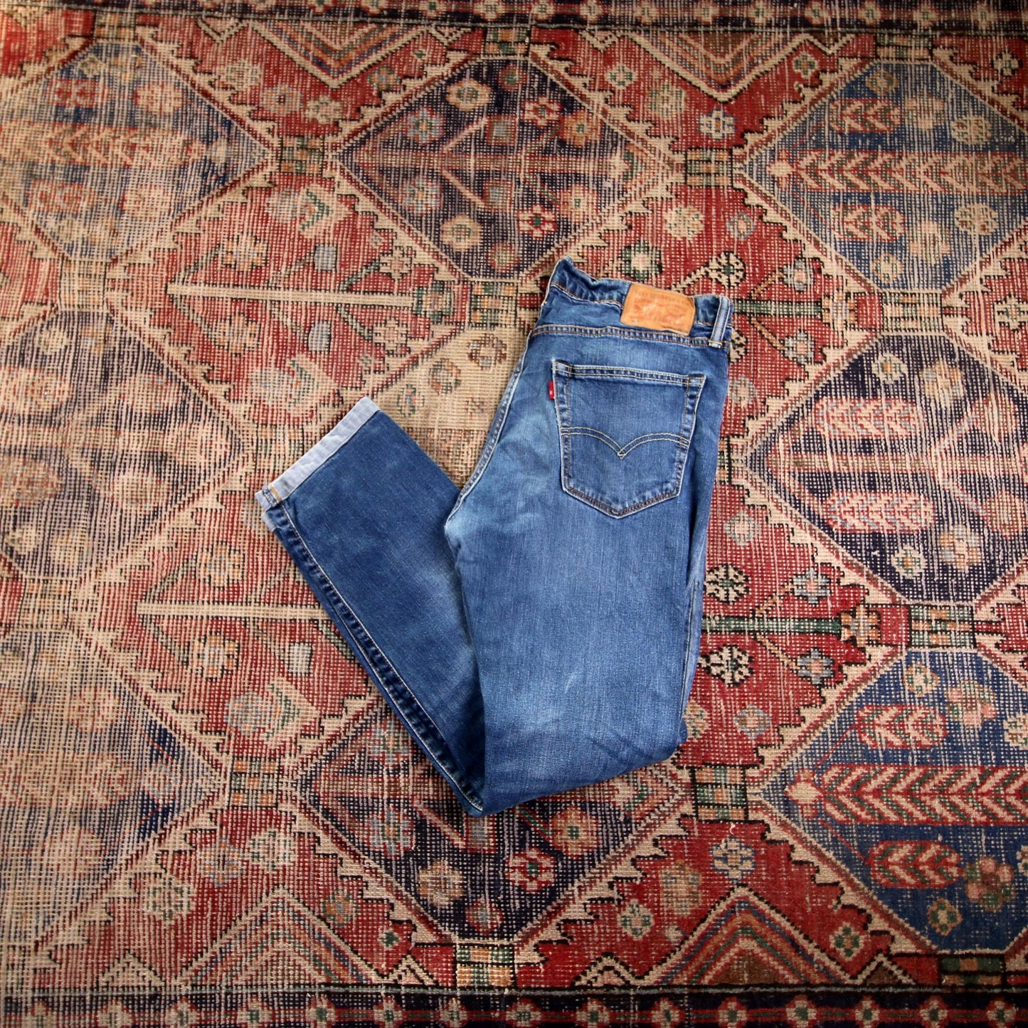 Levi's 502 W34 L30 Tapered Leg Regular Fit Classic Ripped Style Blue Denim Jeans