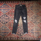 Levi's 721 W24 L26 Skinny Classic Ripped Style Black Denim Jeans