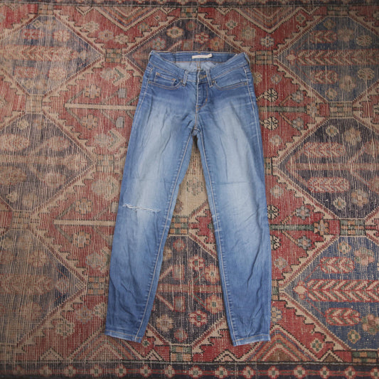 Levi's 712 W24 L26 Slim Fit Classic Ripped Style Blue Denim Jeans