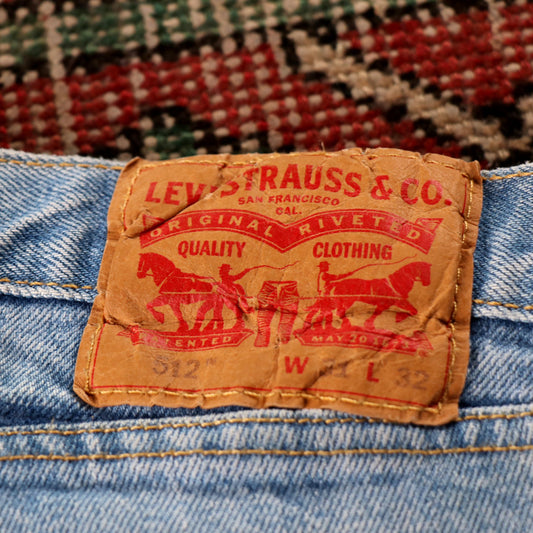 Levi's 512 Orange Tab W24 L30 Tapered Leg Slim Fit Blue Denim Jeans