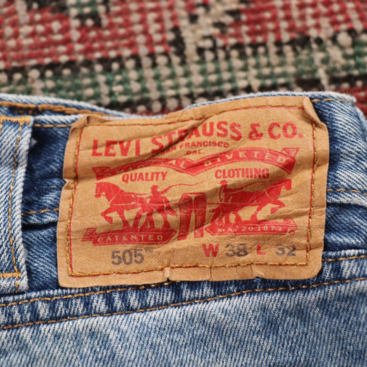 Levi's 505 Orange Tab W38 L28 Straight Leg Regular Fit Blue Denim Jeans