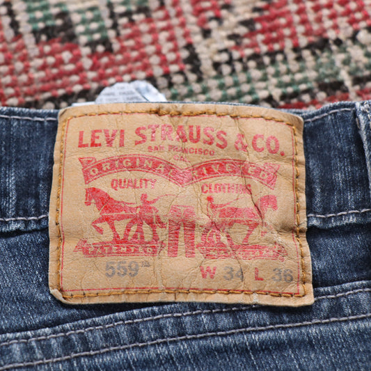 Levi's 559 Red Tab W34 L35 Straight Leg Relaxed Fit Blue Denim Jeans