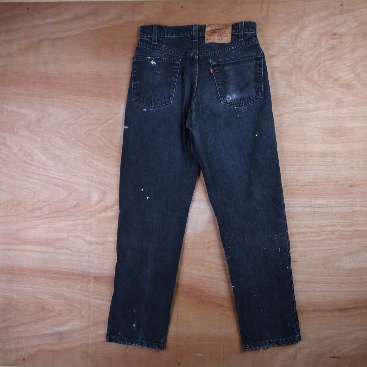 Levi's 550 Red Tab W28 L29 Tapered Leg Relaxed Fit Black Denim Jeans