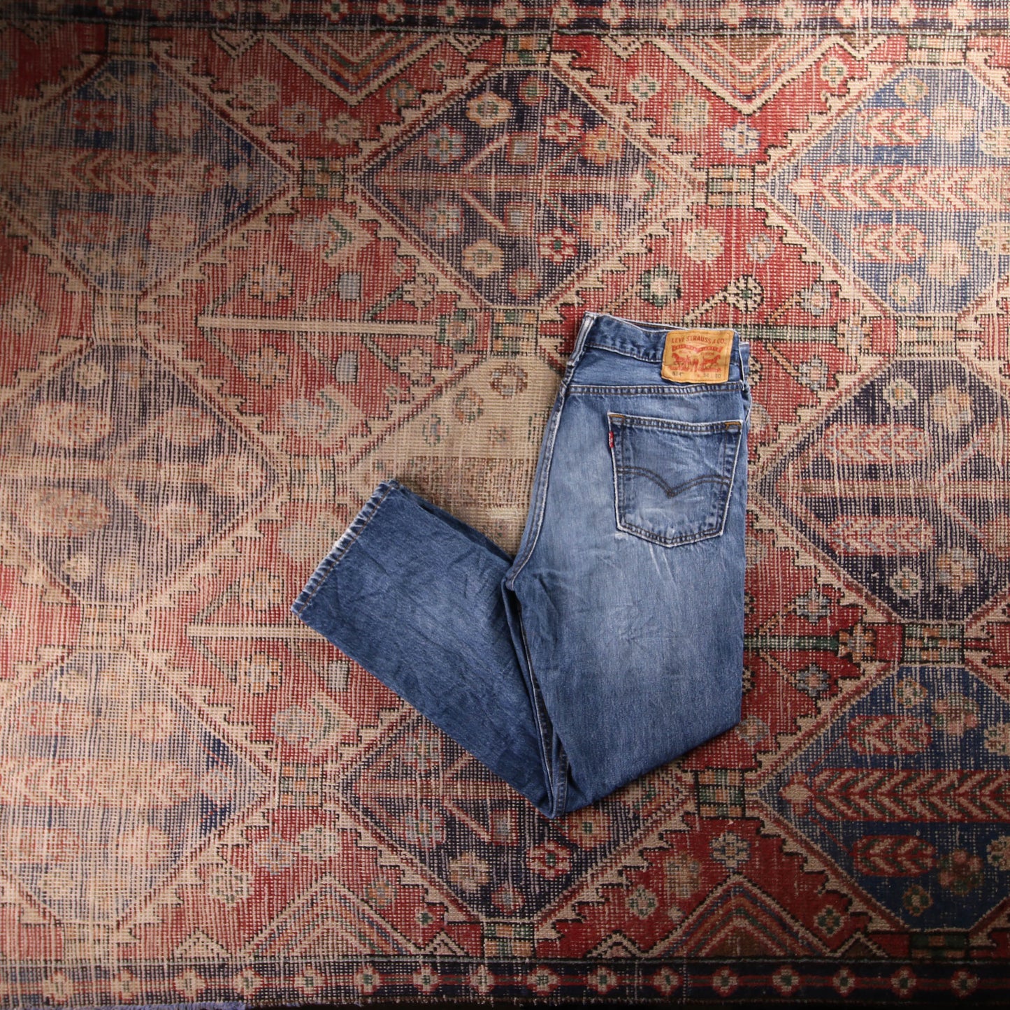 Levi's 514 Red Tab W34 L27 Straight Leg Blue Denim Jeans