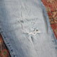 Lee W34 L28 Straight Leg Relaxed Fit Classic Ripped Style Blue Denim Jeans
