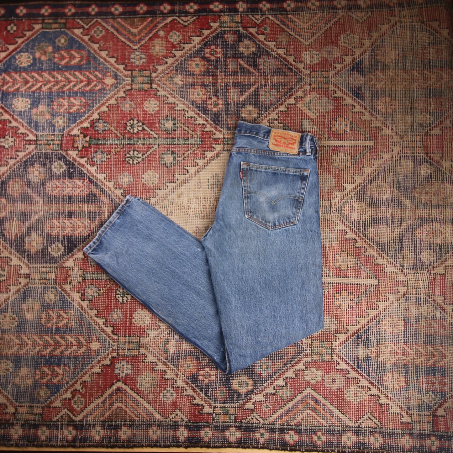 Levi's 505 W34 L32 Straight Leg Regular Fit Blue Denim Jeans