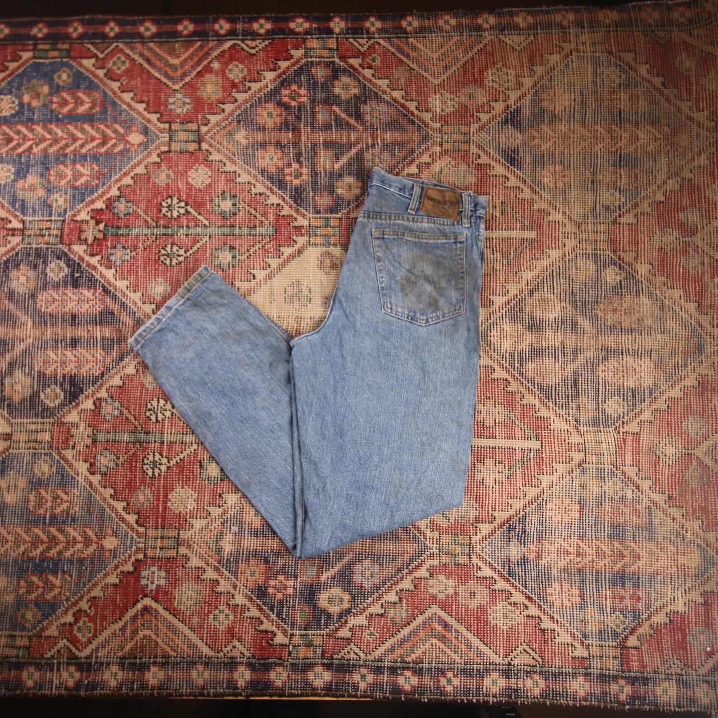 Wrangler W32 L33 Straight Leg Regular Fit Blue Denim Jeans
