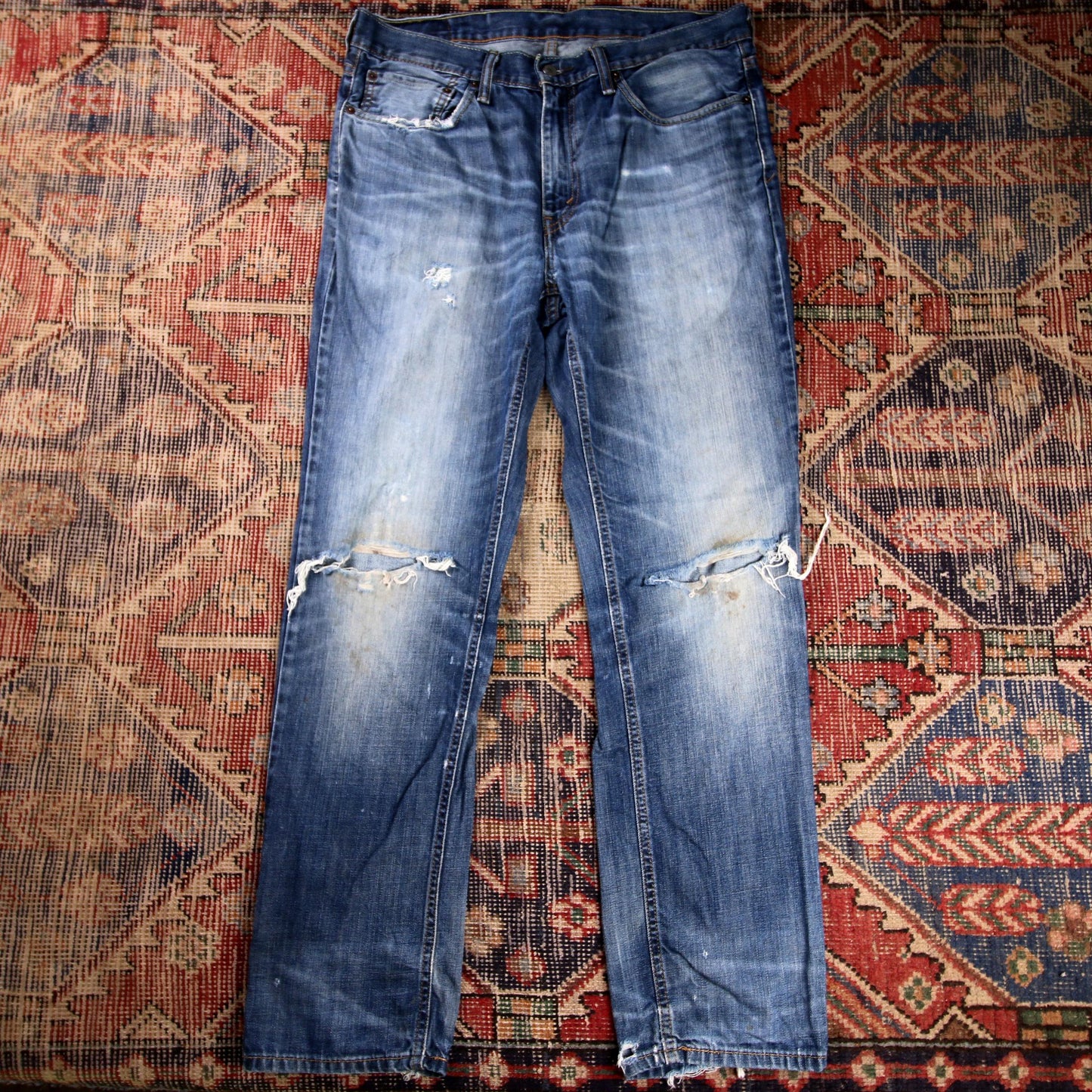 Levi's 541 W36 L31 Tapered Leg Classic Ripped Style Blue Denim Jeans
