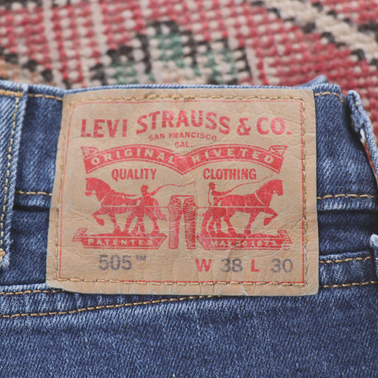 Levi's 505 Red Tab W34 L24 Straight Leg Regular Fit Blue Denim Jeans