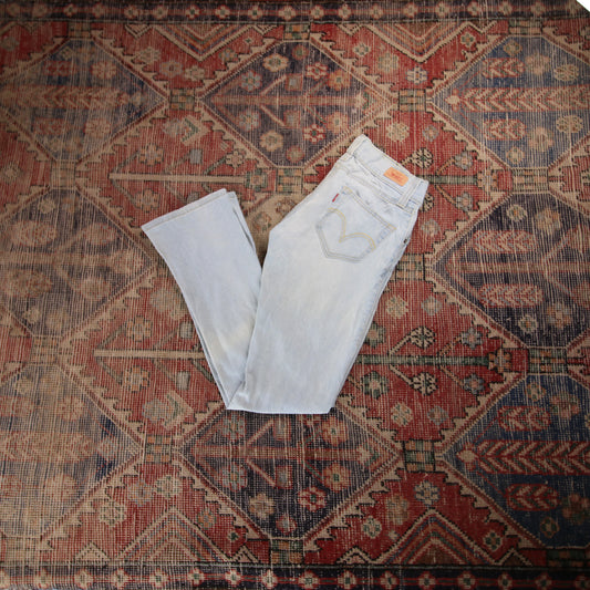 Levi's W28 L29 Flared Distressed Style Blue Denim Jeans