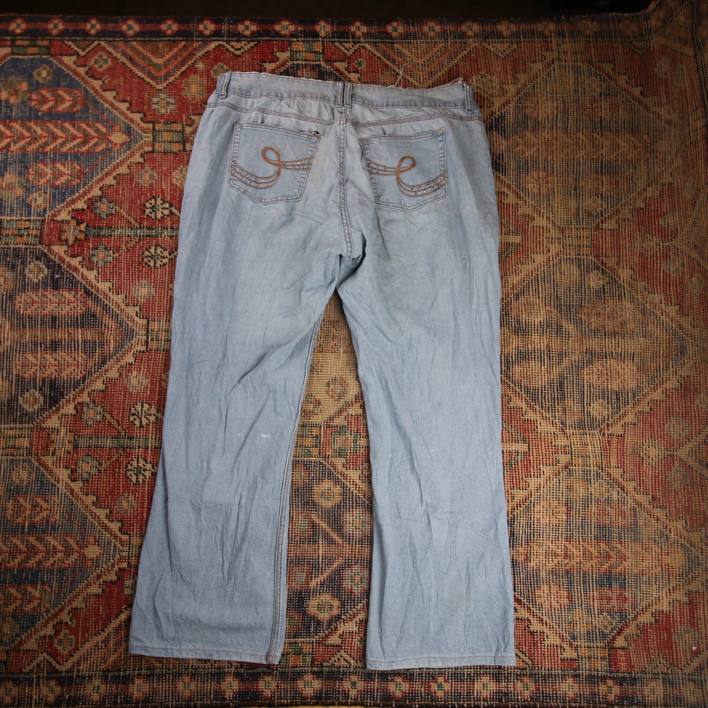 Lee W38 L28 Flared Blue Denim Jeans
