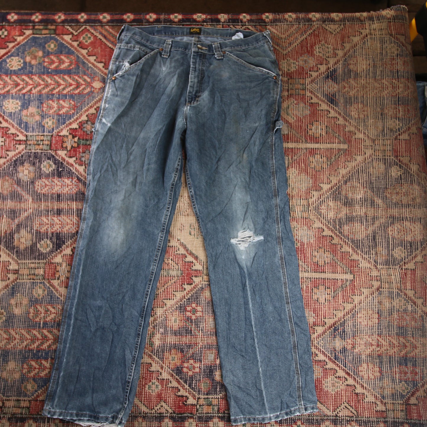 Lee W36 L31 Carpenter Classic Ripped Style Blue Denim Jeans
