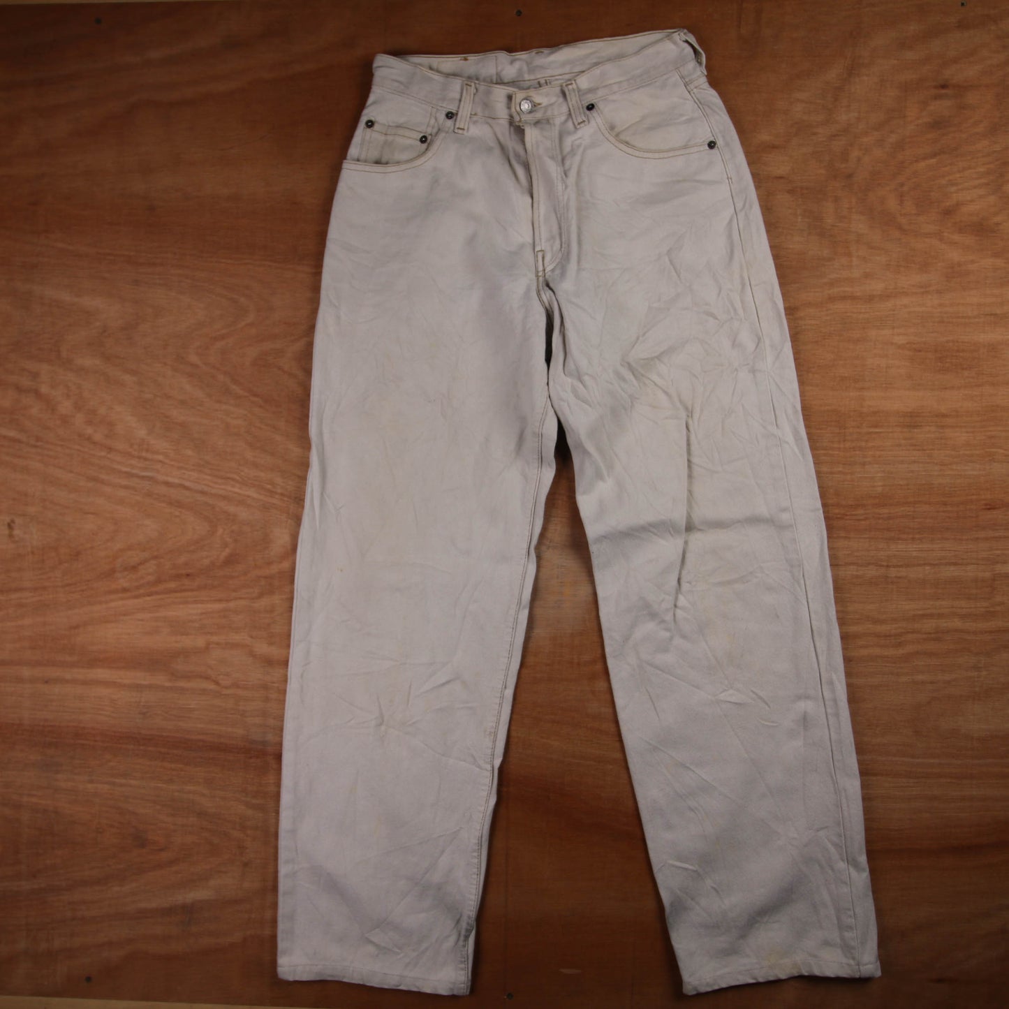 Levi's 505 Red Tab W30 L31 Straight Leg Regular Fit Beige Denim Jeans