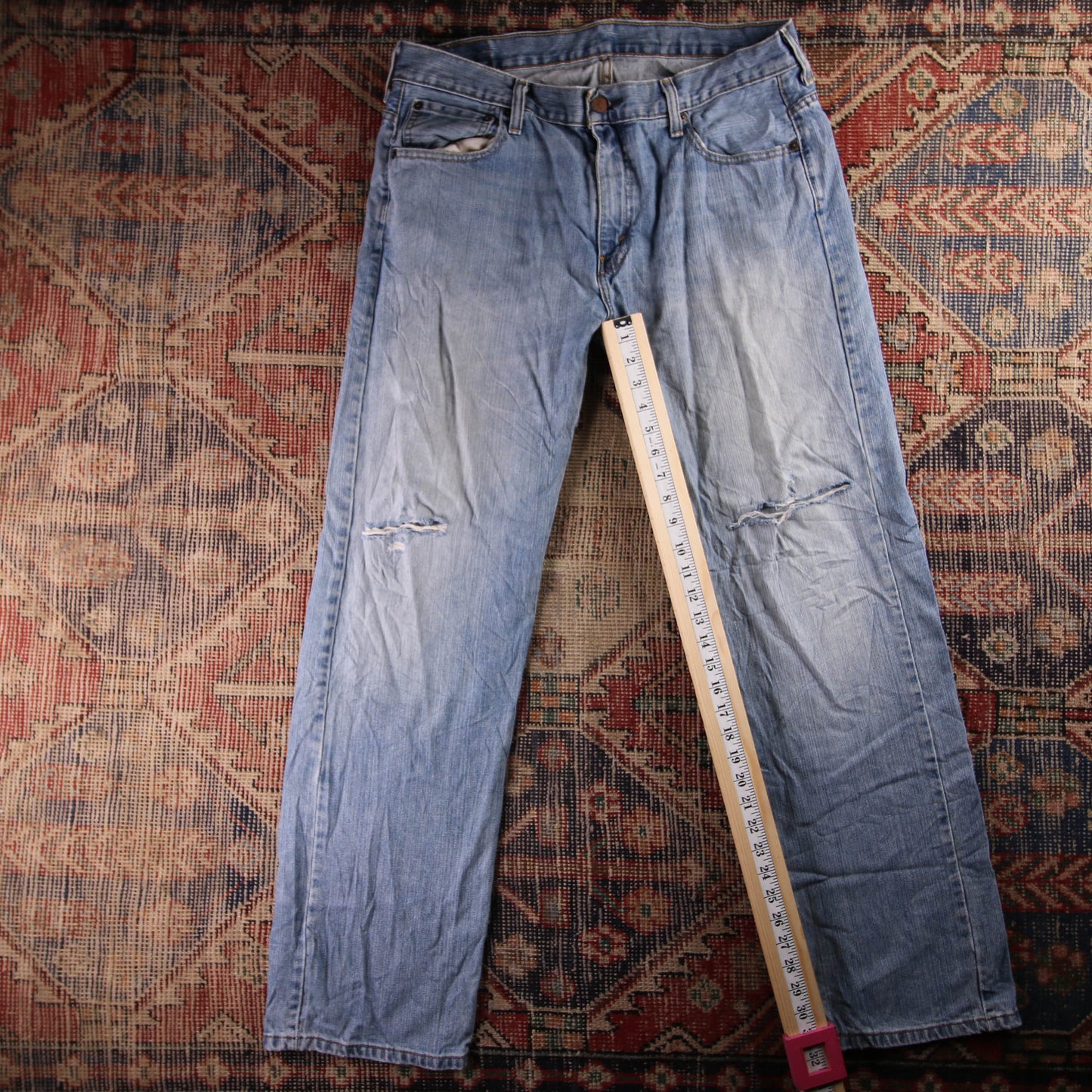 Levi's 569 Red Tab W36 L32 Straight Leg Loose Fit Classic Ripped Style Blue Deni