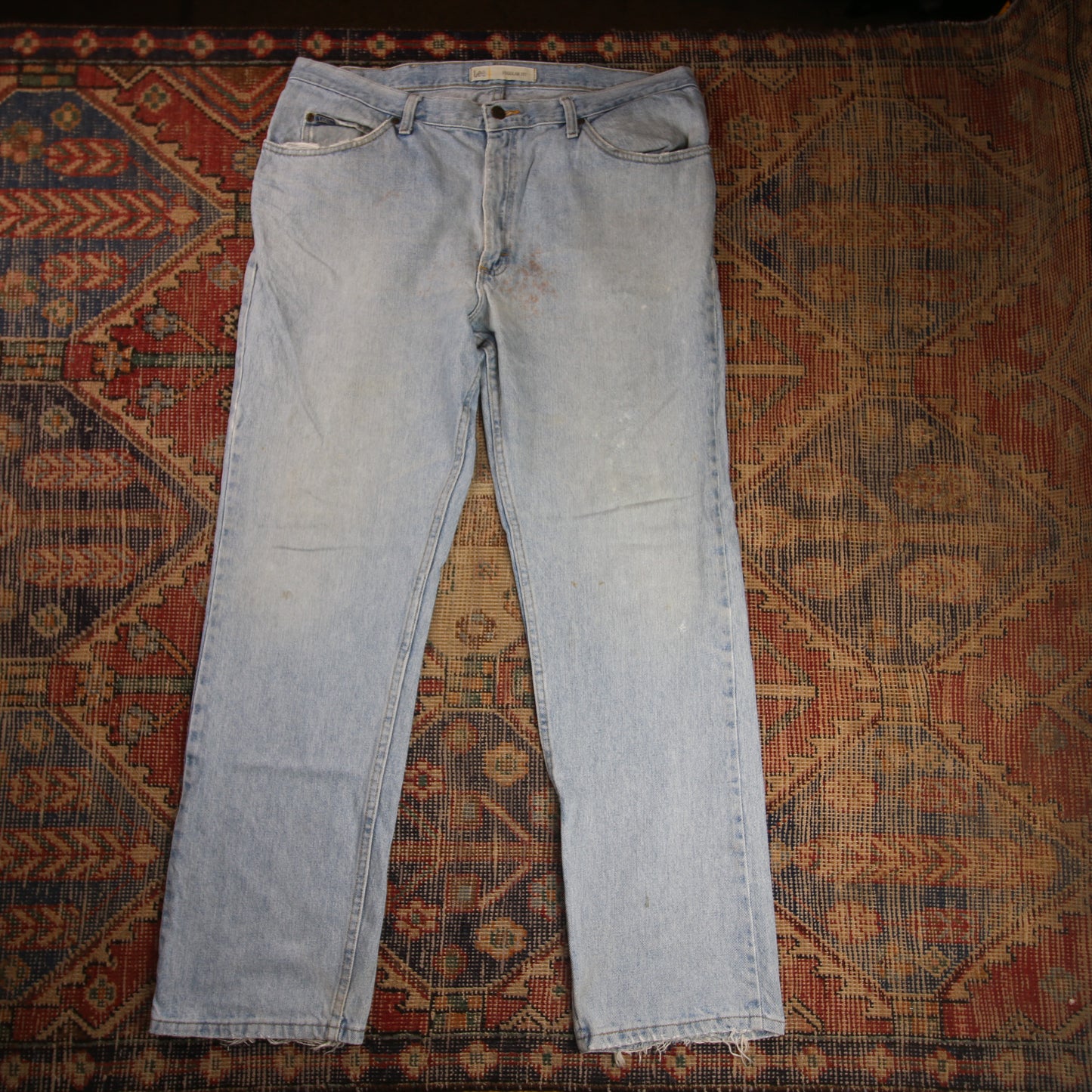 Lee W38 L32 Straight Leg Loose Fit Blue Denim Jeans