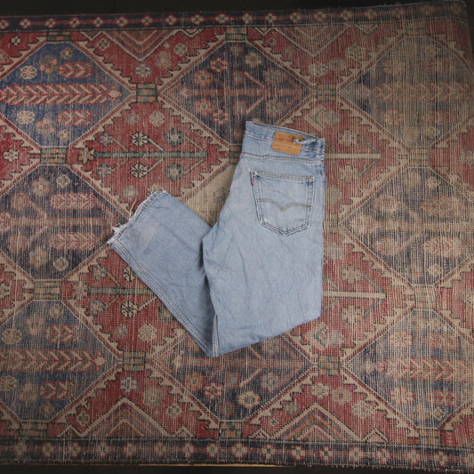Levi's W34 L28 Tapered Leg Loose Fit Classic Ripped Style Blue Denim Jeans