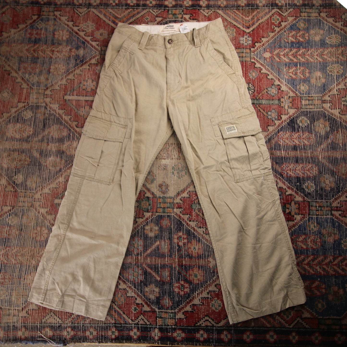 Levi's W32 L27 Cargo Beige Cotton Blend Trousers