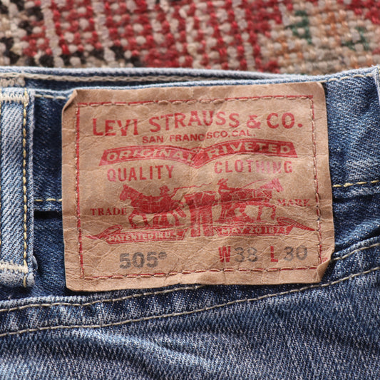 Levi's 505 Red Tab W38 L30 Straight Leg Regular Fit Blue Denim Jeans