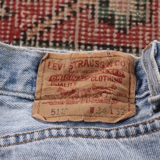 Levi's 512 Red Tab W32 L31 Tapered Leg Slim Fit Blue Denim Jeans
