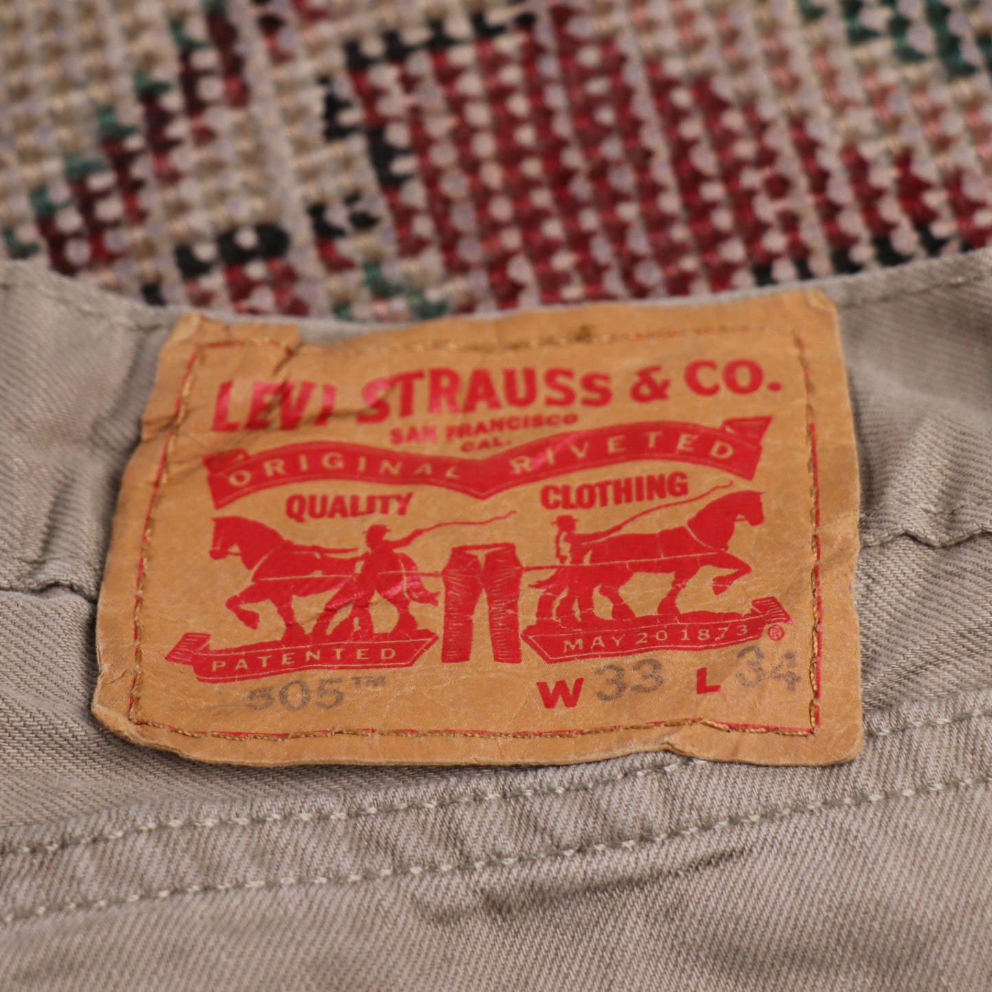 Levi's 505 W32 L32 Straight Leg Regular Fit Beige Denim Jeans
