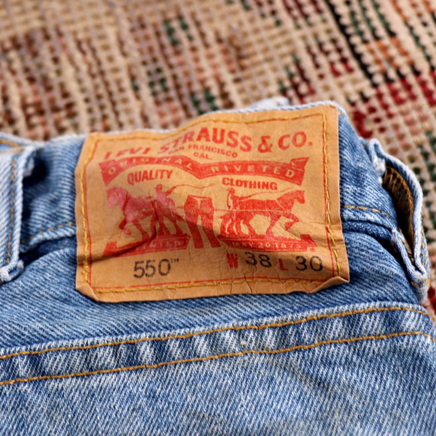 Levi's 550 W36 L30 Tapered Leg Relaxed Fit Blue Denim Jeans