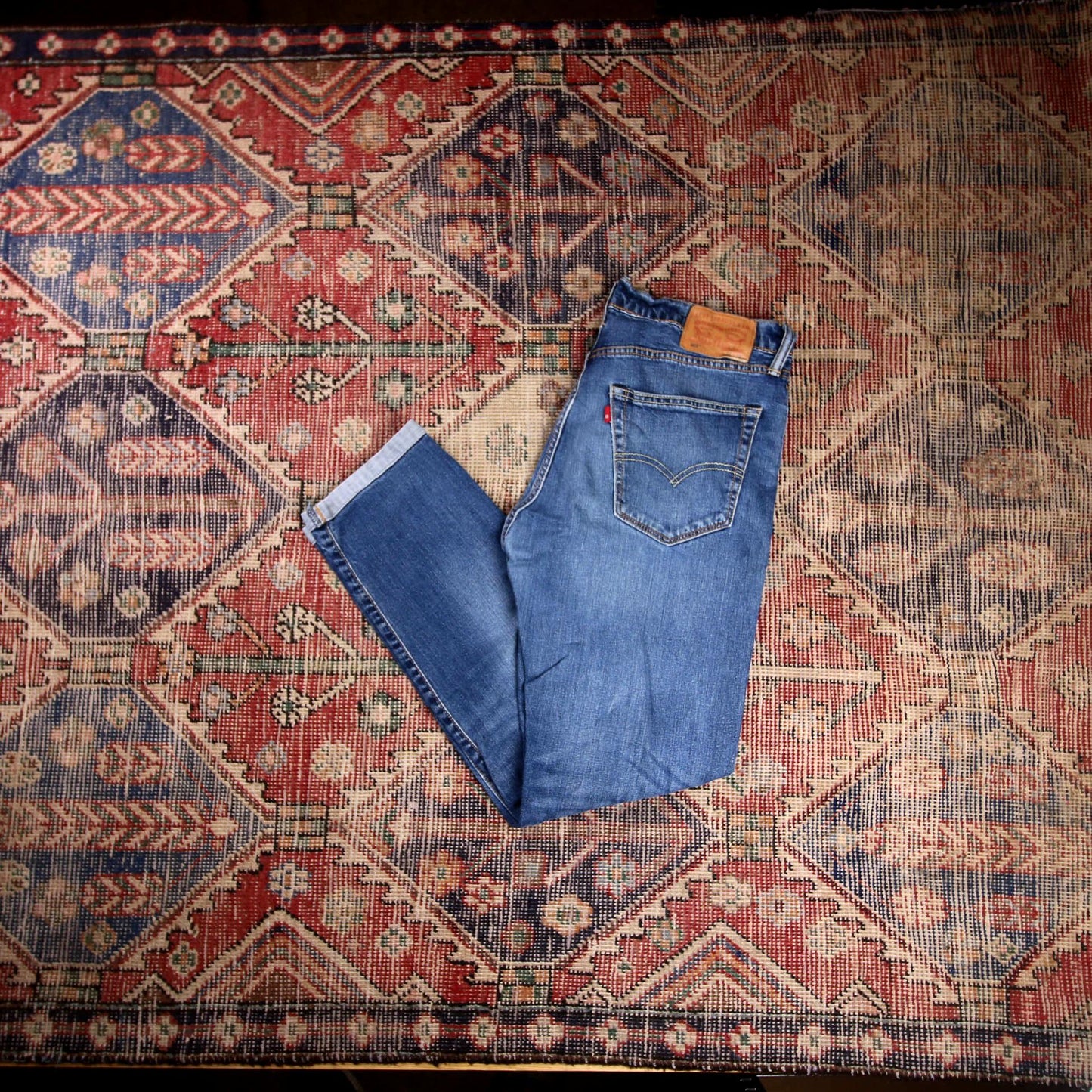 Levi's 502 W34 L30 Tapered Leg Regular Fit Classic Ripped Style Blue Denim Jeans