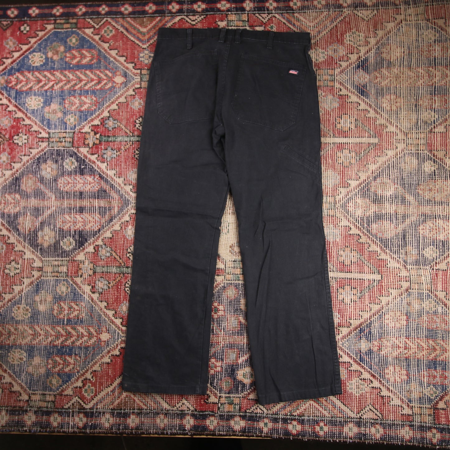 Dickies W34 L28 Straight Leg Black Cotton Blend Trousers