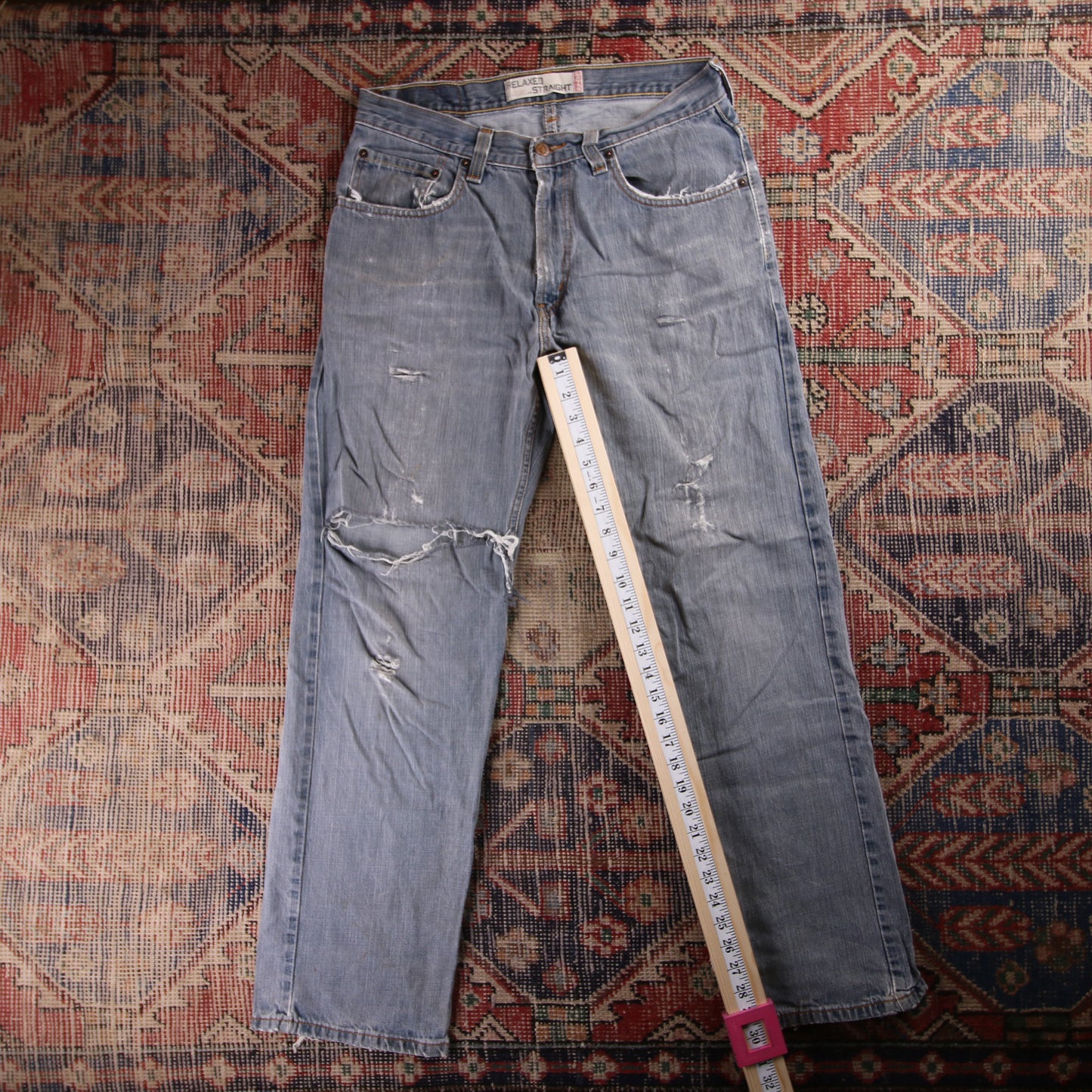 Levi's 559 Red Tab W32 L30 Straight Leg Relaxed Fit Classic Ripped Style Blue De