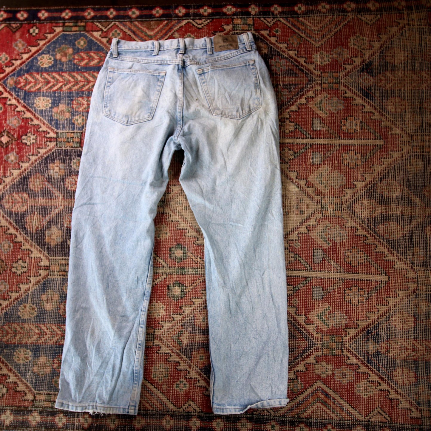 Wrangler W34 L30 Straight Leg Relaxed Fit Blue Denim Jeans